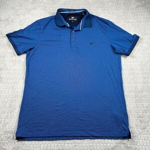 Buttercloth Polo Shirt Mens Medium Icy Cotton Blue Luxury